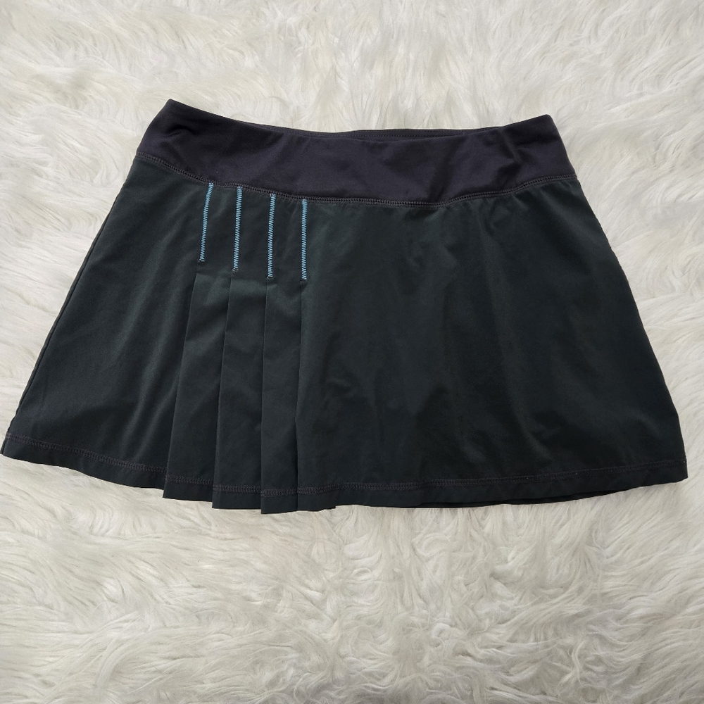 ATHLETA Second Wind Skort Size S Skirt Gray Pleats Pull On‎ Zip Pocket Stretchy